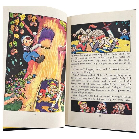 Raggedy Anns Lucky Pennies Childrens Hardcover Book Johnny Gruelle 1959 Rag Doll - Picture 8 of 12